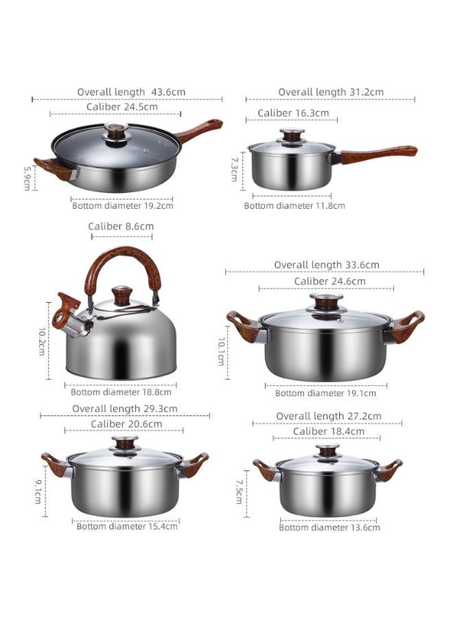 Sharpdo Cookware Set, Stainless Steel Pots And Pans, Non-Stick Cooking pots,  PFOA Free - Frying Pan, Casserole With Lid, Saucepan, Grill Pan, Kitchen Tools - Image 3