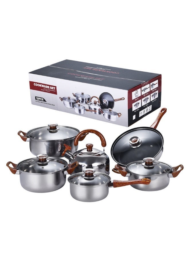 Sharpdo Cookware Set, Stainless Steel Pots And Pans, Non-Stick Cooking pots,  PFOA Free - Frying Pan, Casserole With Lid, Saucepan, Grill Pan, Kitchen Tools - Image 2