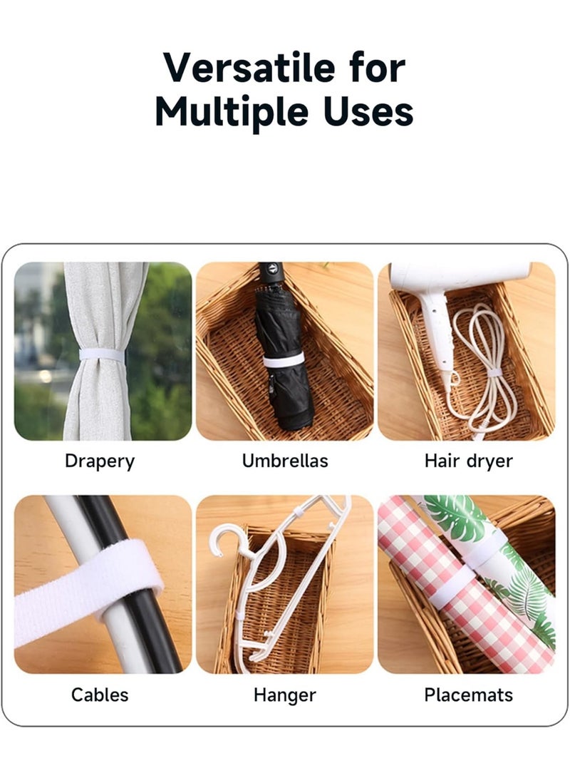 لفافتان بطول 16.5 قدم، منظم كبلات قابل لإعادة الاستخدام، شريط لاصق قابل لإعادة الاستخدام، قابل للتمزيق والتثبيت الثابت لتنظيم كابلات الشحن وكابلات سماعات الرأس وكابلات الكمبيوتر وكابلات المنزل والمك - Image 3