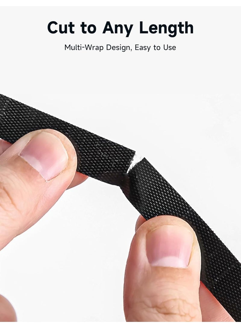 لفافتان بطول 16.5 قدم، منظم كبلات قابل لإعادة الاستخدام، شريط لاصق قابل لإعادة الاستخدام، قابل للتمزيق والتثبيت الثابت لتنظيم كابلات الشحن وكابلات سماعات الرأس وكابلات الكمبيوتر وكابلات المنزل والمك - Image 2