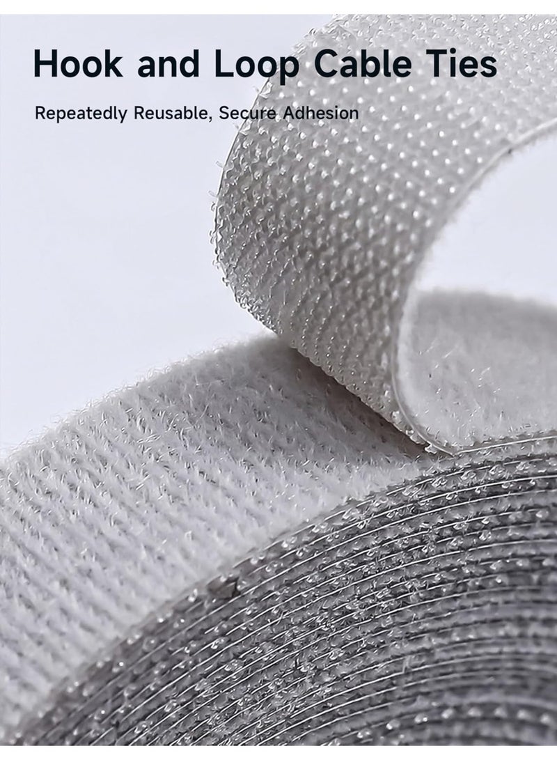 لفافتان بطول 16.5 قدم، منظم كبلات قابل لإعادة الاستخدام، شريط لاصق قابل لإعادة الاستخدام، قابل للتمزيق والتثبيت الثابت لتنظيم كابلات الشحن وكابلات سماعات الرأس وكابلات الكمبيوتر وكابلات المنزل والمك - Image 5