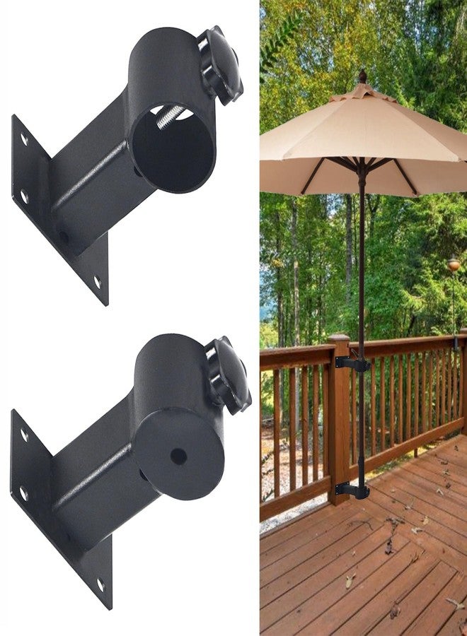 My Rustic Patio Umbrella Holder Heavy Duty Adjustable Metal Umbrella Clamp Stand Mount Attaches to Railing, Outdoor Courtyard, Balcony, Boats, 2 Pack Black - Image 1