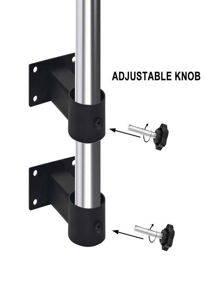 My Rustic Patio Umbrella Holder Heavy Duty Adjustable Metal Umbrella Clamp Stand Mount Attaches to Railing, Outdoor Courtyard, Balcony, Boats, 2 Pack Black - Image 2
