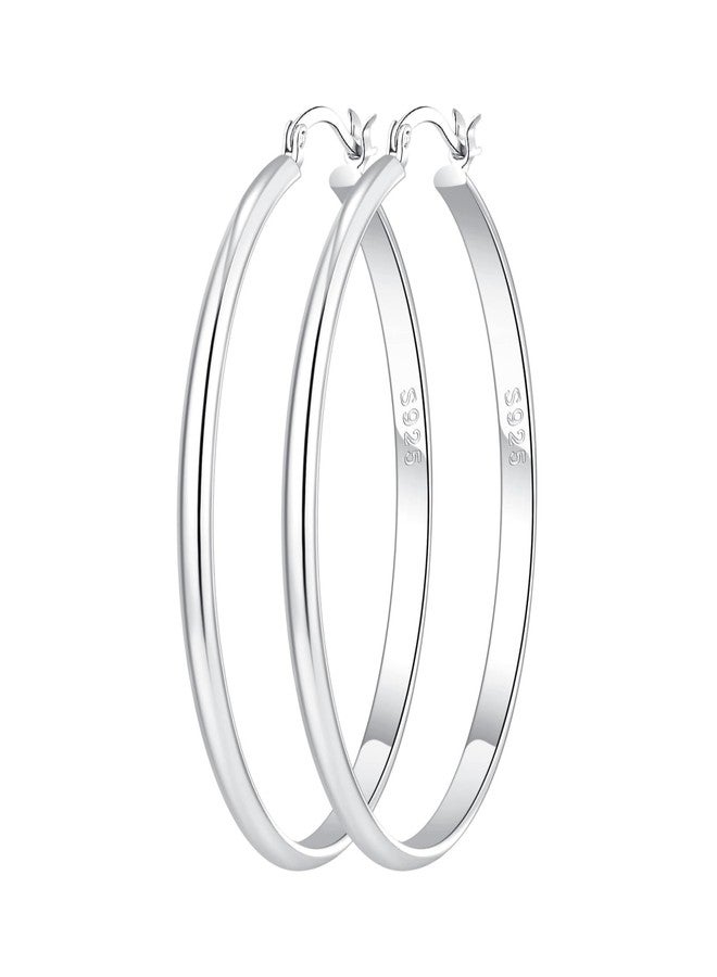 OOOPEL 3mm Wide Large Gold/Silver Hoop Earrings Sterling Silver Hoop Earrings For Women Big Gold Hoops Hypoallergenic 925 Sterling Silver Earrings Hoops Thick Gold Hoop Earrings 30/40/50/60/70mm, - Image 1