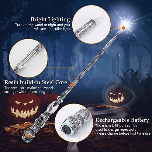ChampWe Light Up Magic Wizard Wand Rechargeable Illuminating Toy for Kids Witch Collection Cosplay Accessories with Spellbook and Gift Box Blade - Image 5
