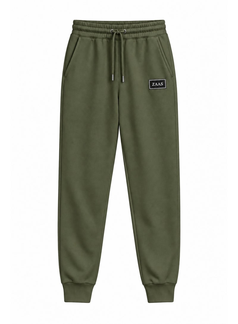 ZAAS Relaxed Fit Comfort Jogger Pants - Olive Green - Image 1