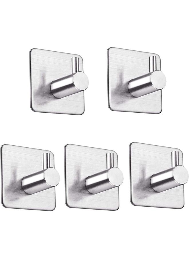 CityRiya-Long Adhesive Hooks Heavy Duty Wall Hangers Hooks Waterproof Stainless Steel Towel Hanger Holder Stick on Hooks for Hanging Kitchen Bathroom Home-5 Packs  - Image 1