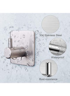 CityRiya-Long Adhesive Hooks Heavy Duty Wall Hangers Hooks Waterproof Stainless Steel Towel Hanger Holder Stick on Hooks for Hanging Kitchen Bathroom Home-5 Packs  - Image 5