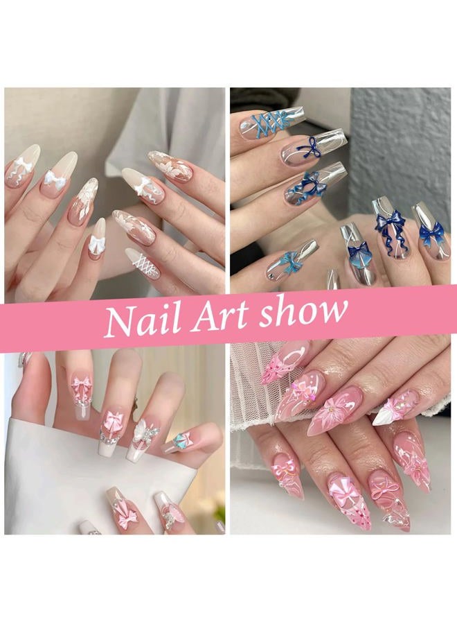 Sibba 3Pcs Silicone Nail Molds, 3D Bow Charms Nail Mold Carving Template Stencil for Women Nails Art Fingertip Decoration, Transparent Resin Craft Accessories - Image 5