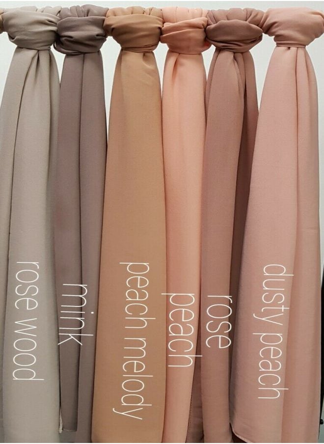 Fatah - Bundle Of Six Plain Casual Chiffon Scarf Big Size - Multicolor - Image 1