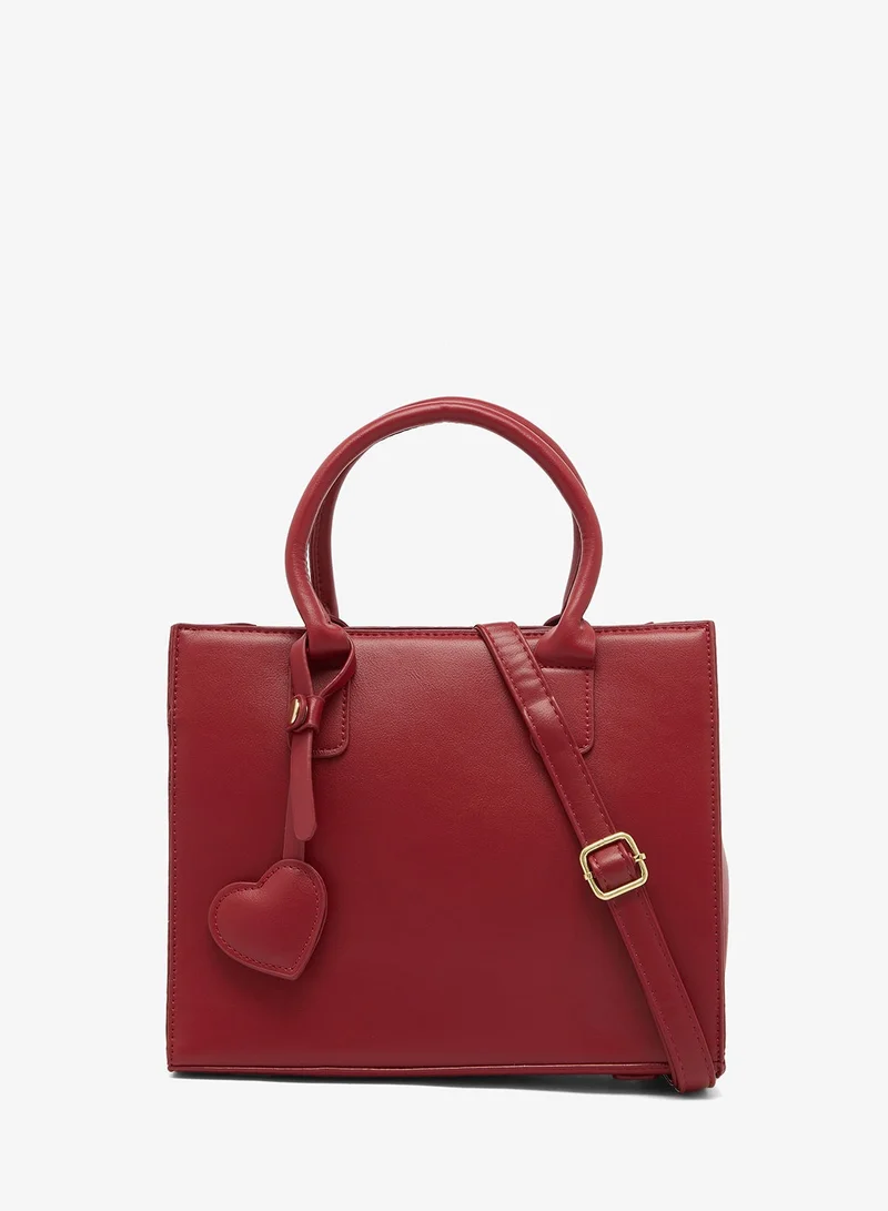 Khizana Red Satchel With Top Handle And Strap