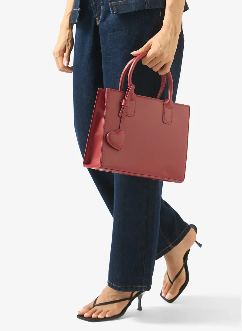Khizana Red Satchel With Top Handle And Strap