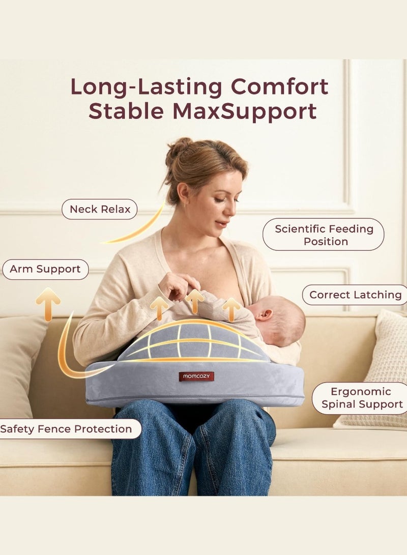 Momcozy وسادة رضاعة حصرية من فوم الذاكرة - سياج أمان مبتكر - وسادة رضاعة بحجم كبير لتناسب جميع الأشكال، غطاء قابل للإزالة - Image 2