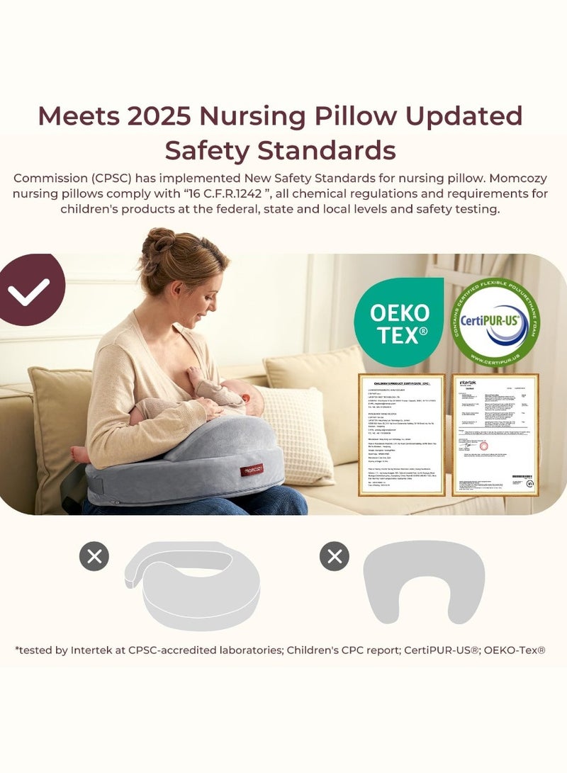 Momcozy وسادة رضاعة حصرية من فوم الذاكرة - سياج أمان مبتكر - وسادة رضاعة بحجم كبير لتناسب جميع الأشكال، غطاء قابل للإزالة - Image 4
