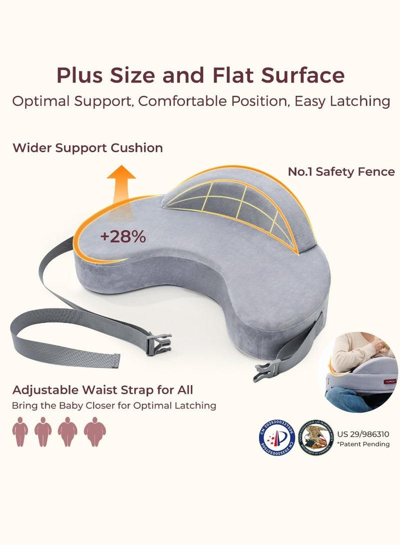 Momcozy وسادة رضاعة حصرية من فوم الذاكرة - سياج أمان مبتكر - وسادة رضاعة بحجم كبير لتناسب جميع الأشكال، غطاء قابل للإزالة - Image 5