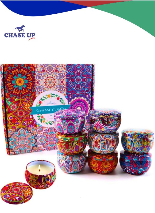 Chase Up Scented Candles Gift Set, 9pcs Travel Tin Candle Portable Relaxing Aromatherapy Candle Smokeless with Natural Soy Wax, Various Fragrances Jar Candles for Bath Yoga Sleep Festival Wedding Party Gifts  - Image 1