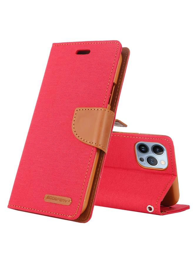 GOOSPERY Case For iPhone 14 Pro Max CANVAS DIARY Canvas Texture Flip Leather Phone Case  - Image 1