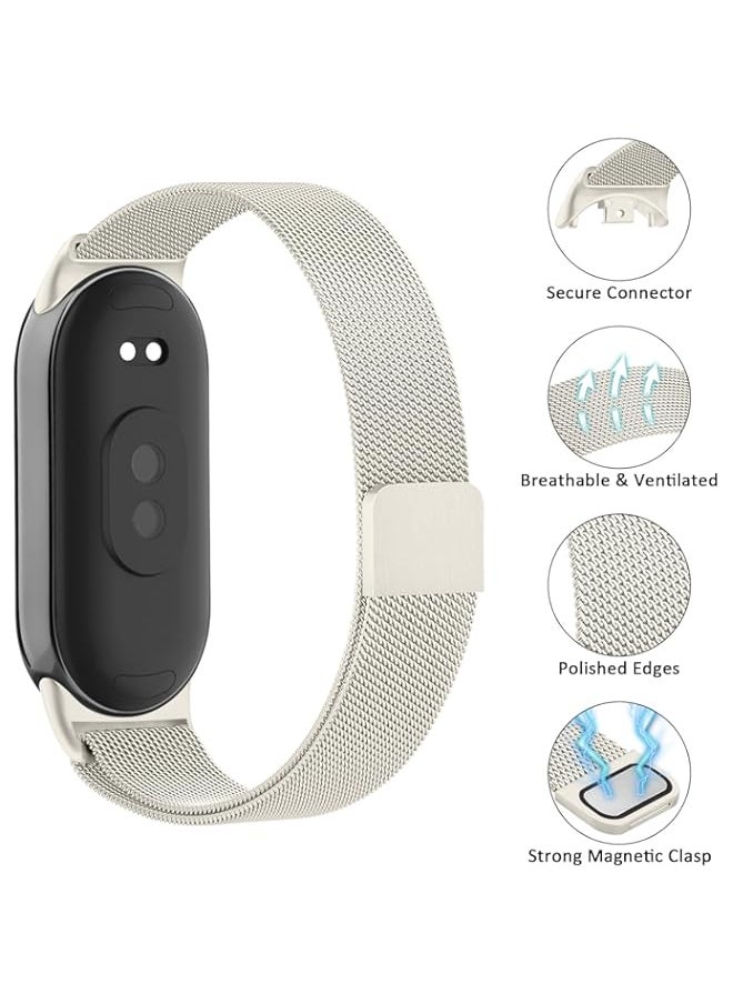 Generic - Metal Bands for Xiaomi Mi Band 8, Adjustable Stainless Steel Replacement Strap with Magnetic Buckle for Xiaomi Mi Band 8/Xiaomi Smart Band 8 Women Men - Image 1