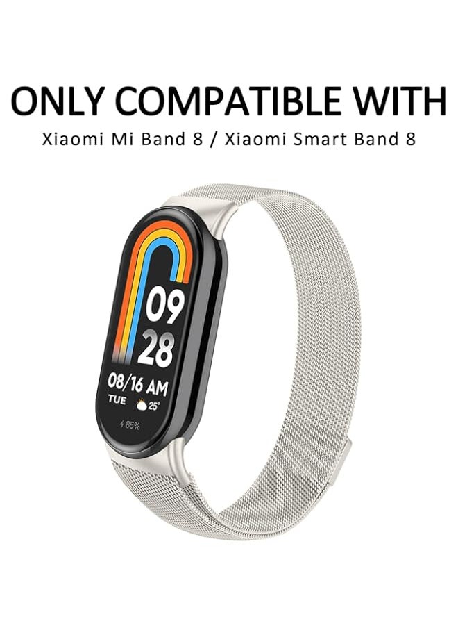 Generic - Metal Bands for Xiaomi Mi Band 8, Adjustable Stainless Steel Replacement Strap with Magnetic Buckle for Xiaomi Mi Band 8/Xiaomi Smart Band 8 Women Men - Image 1