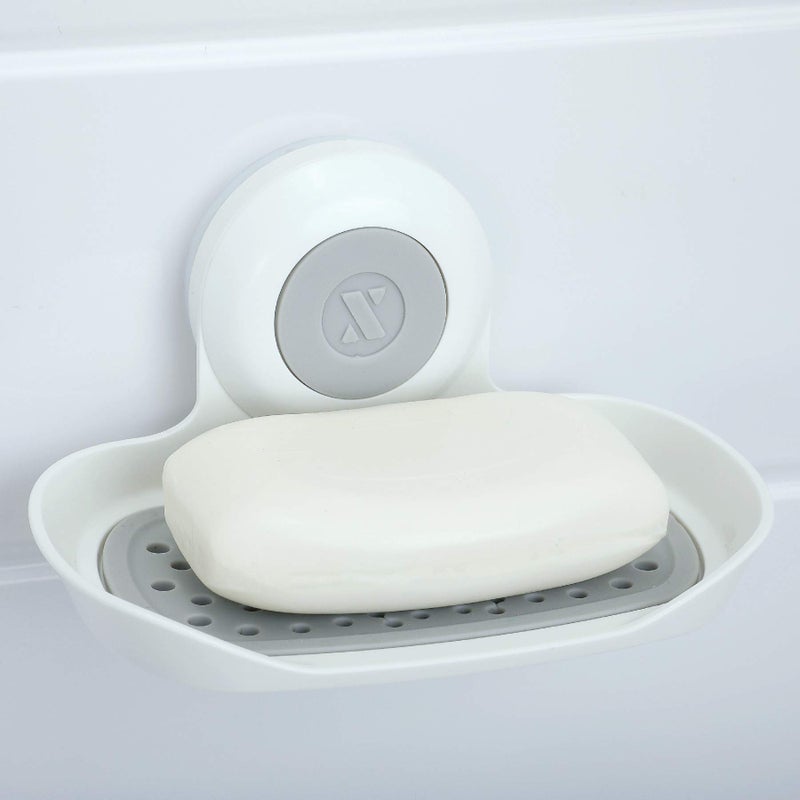 SlipX Solutions Patented Strong Hold Soap Saver, Suction Cup Soap Holder, Must Have Universal Kitchen & Bathroom Shower Accessories, White - Image 1