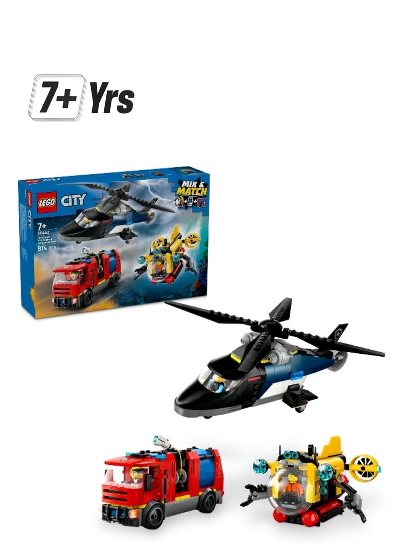LEGO City Helicopter, Fire Truck & Submarine Remix 60462 Building Set (874 Pieces) - Image 1