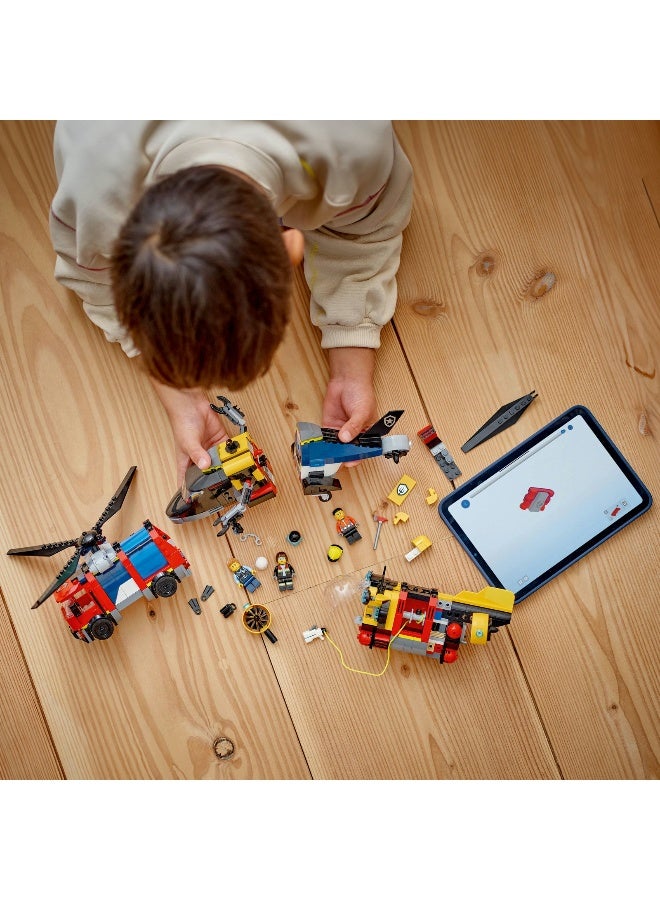 LEGO City Helicopter, Fire Truck & Submarine Remix 60462 Building Set (874 Pieces) - Image 4