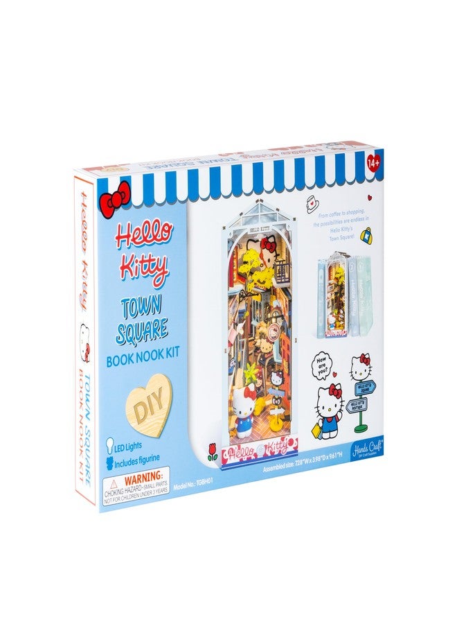 Hands Craft DIY Miniature Kit Book Nook - Hello Kitty Town Square | Whimsical Miniature Scene | Intricate Design, Adorable Charm | LED Lights | Bookshelf Decor | Gift for Hello Kitty Fans - Image 3