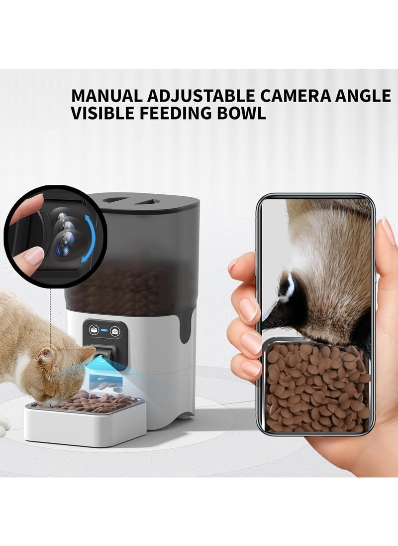 XVersion 6L Automatic Pet Feeder Papifeed with Camera WiFi App,Large Food Dispenser for Cats&Dogs,Smart Timed Feeder with Portion Control,Stainless Steel Bowl,Dual Power,Holds 3kg Food(White-Adjustable Camera)  - Image 2