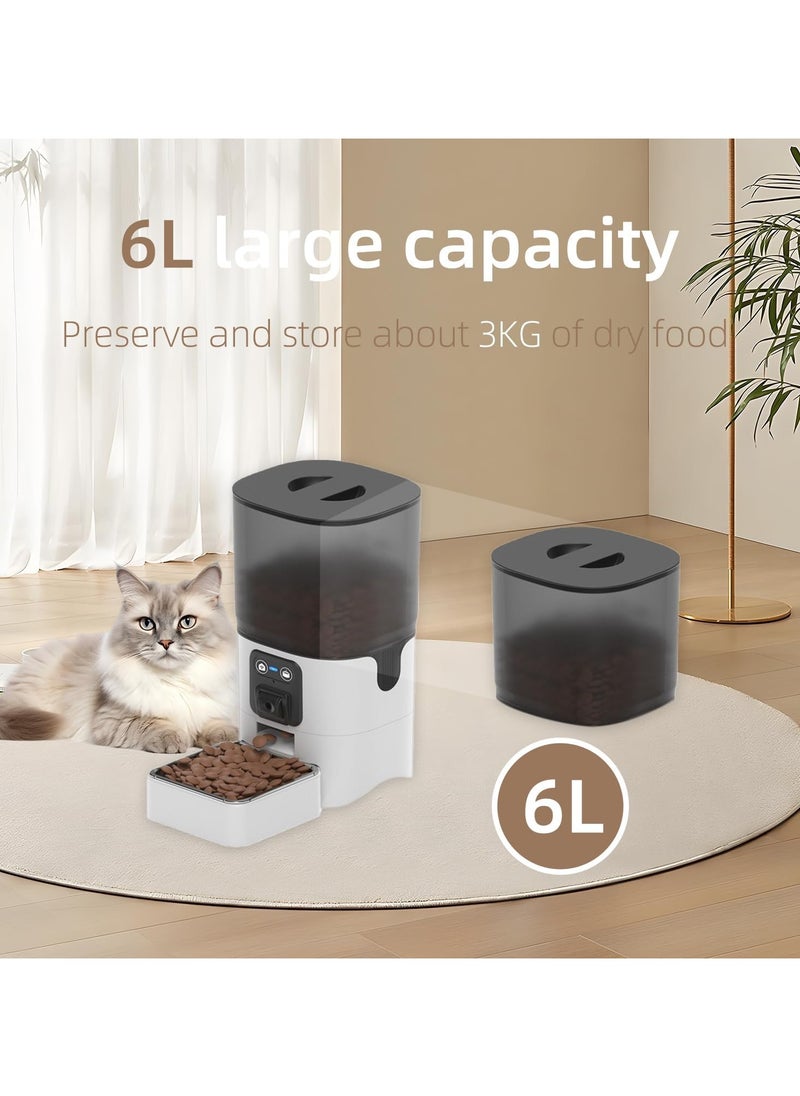 XVersion 6L Automatic Pet Feeder Papifeed with Camera WiFi App,Large Food Dispenser for Cats&Dogs,Smart Timed Feeder with Portion Control,Stainless Steel Bowl,Dual Power,Holds 3kg Food(White-Adjustable Camera)  - Image 3