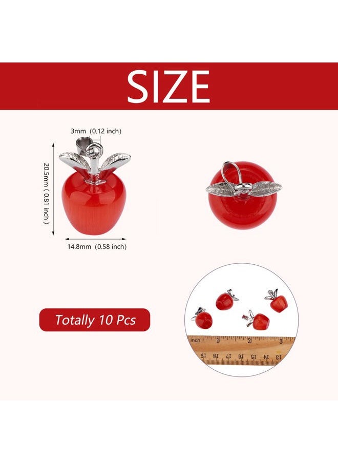 COGCHARGER - 10 Pieces Apple Gemstone Charm Pendant Crystal Quartz Healing Natural Stone Pendants Red Silver Buckle for Jewelry Necklace Earring Making Crafts - Image 1