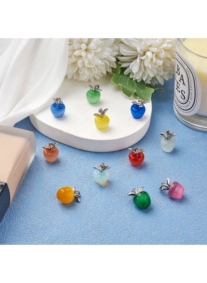 COGCHARGER - 10 Pieces Apple Gemstone Charm Pendant Crystal Quartz Healing Natural Stone Pendants Red Silver Buckle for Jewelry Necklace Earring Making Crafts - Image 1