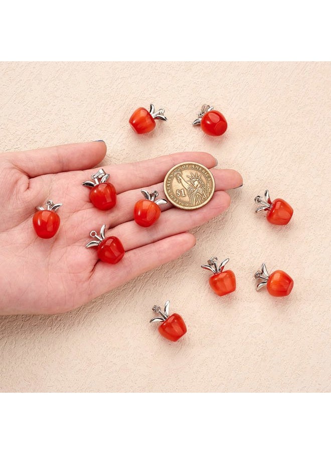 COGCHARGER - 10 Pieces Apple Gemstone Charm Pendant Crystal Quartz Healing Natural Stone Pendants Red Silver Buckle for Jewelry Necklace Earring Making Crafts - Image 1
