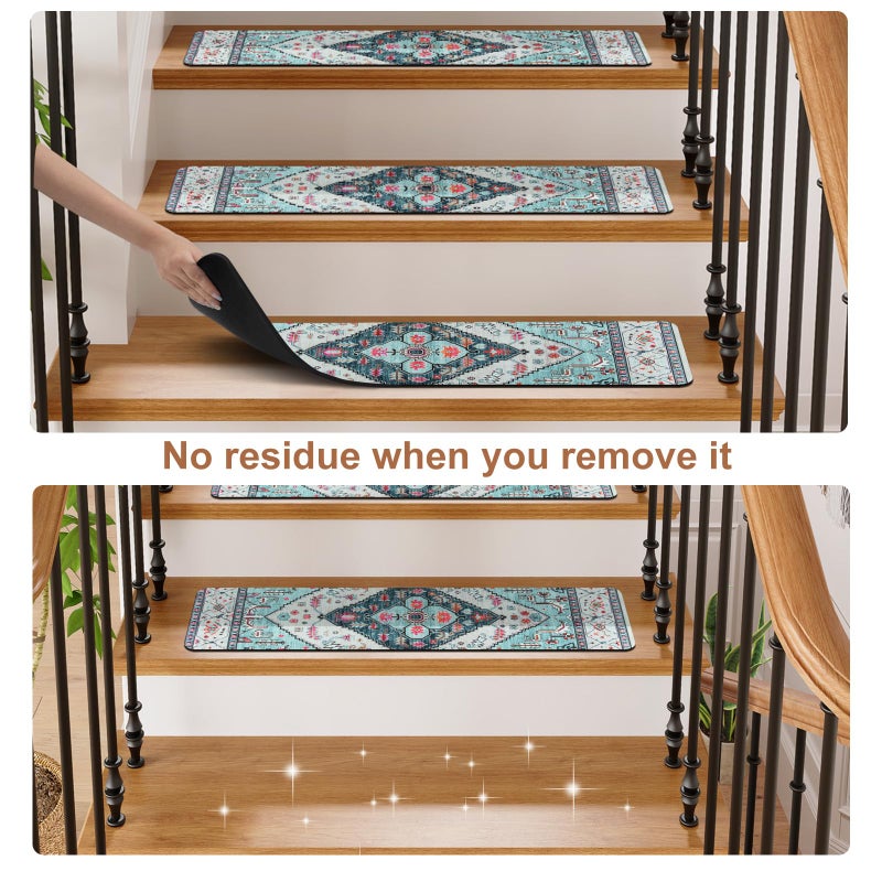 OJIA Non-Slip Stair Treads for Wooden Steps, 30"X8" Indoor Stair Runner Slip Resistant Stair Rugs Safety Mats for Dogs, Kids & Elders, Rubber Backed Stair Treads Stair Covers, 15PCS - Image 3