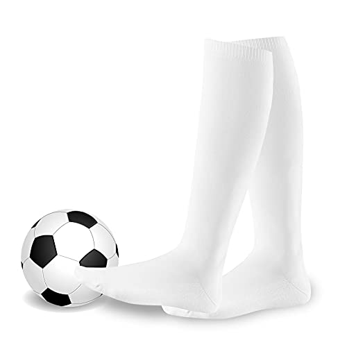 TeeHee Socks Rugby Lacrose Soccer Football Athletic Sports Team Knee High Cushion Tube Socks 3 Pairs White Medium Women Sock 9-11 - Image 2