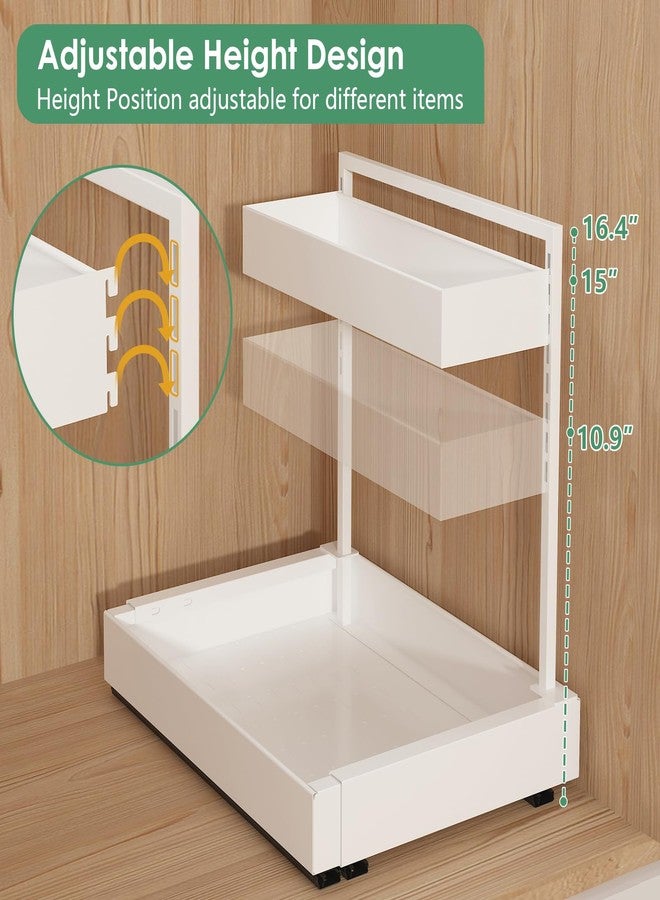 REALINN Expandable Under Sink Organizers and Storage, 2 Tier Under Cabinet Organizer, Heights Adjustable Pull Out Rack for Kitchen Bathroom Laundry, White, 1 Pack - Image 4