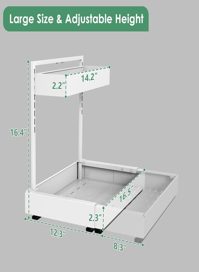REALINN Expandable Under Sink Organizers and Storage, 2 Tier Under Cabinet Organizer, Heights Adjustable Pull Out Rack for Kitchen Bathroom Laundry, White, 1 Pack - Image 5
