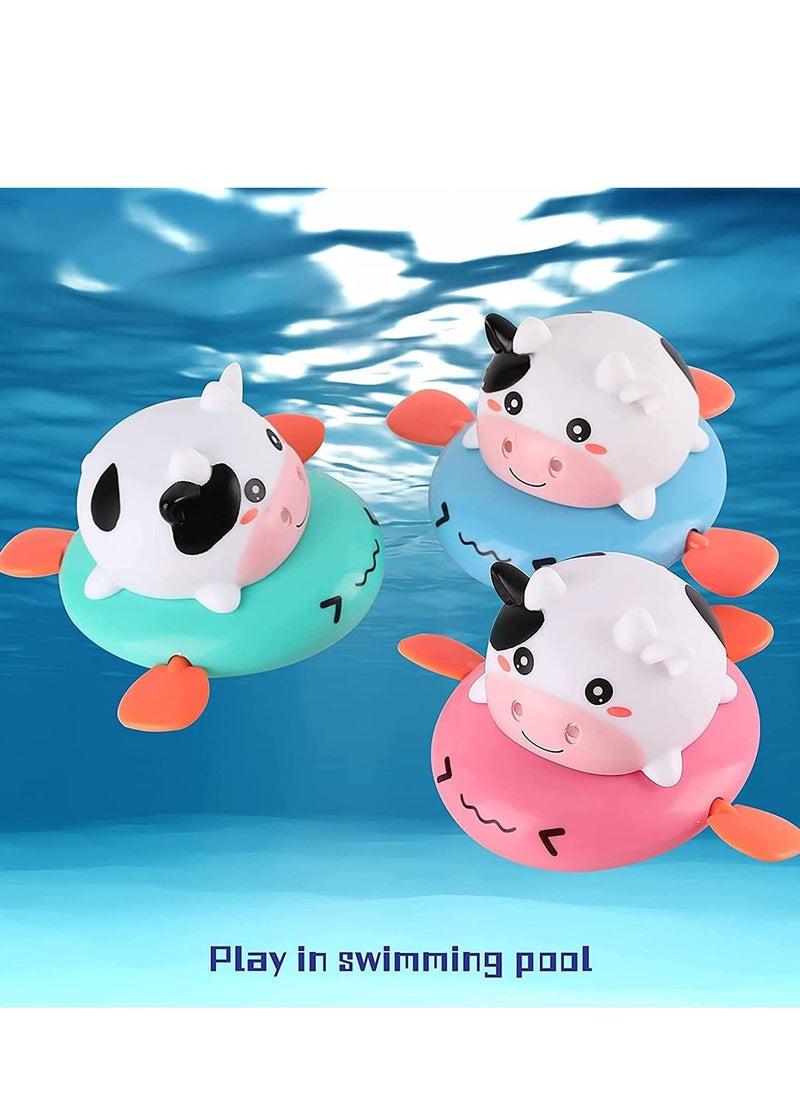 SYOSI - Baby Bath Toys for 1 Year Old Boy Gifts Bath Toys for Toddlers 1-3 Baby Toys 12-18 Months Baby Pool Toys for Kids Girls Wind Up Cow Toy Bathtub Swimming Pool Toys 3 Pack - Image 1