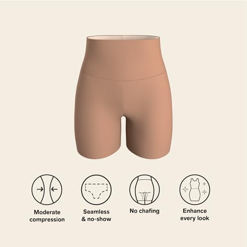 Leonisa Stay-in-Place Seamless Shaper Shorts for Women - High Waisted Shapewear Tummy Control - Anti-chafing Slip Shorts Brown - Image 4