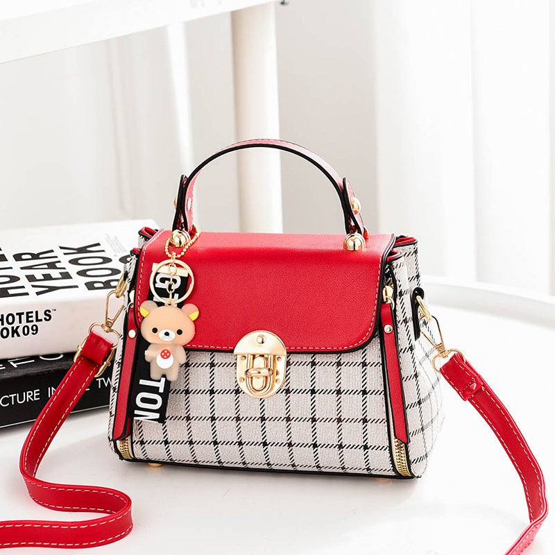 2023 New Plaid Ladies Handbag Cute Pendant Shoulder Bag Messenger Bag A Generation Of - Image 2