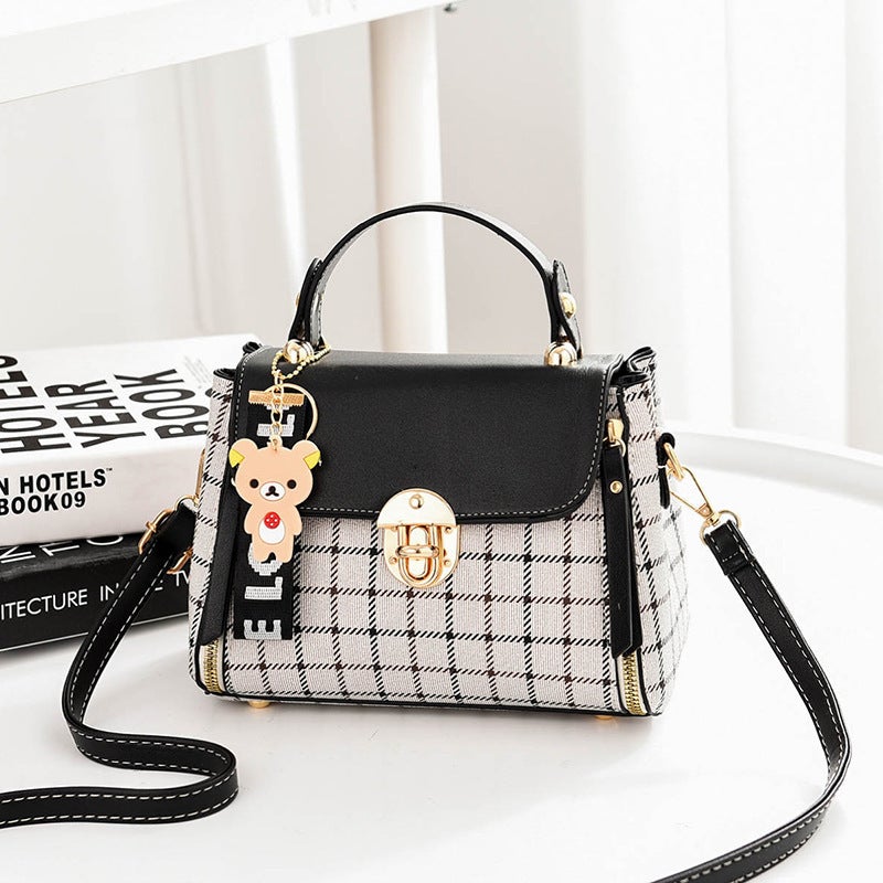2023 New Plaid Ladies Handbag Cute Pendant Shoulder Bag Messenger Bag A Generation Of - Image 1
