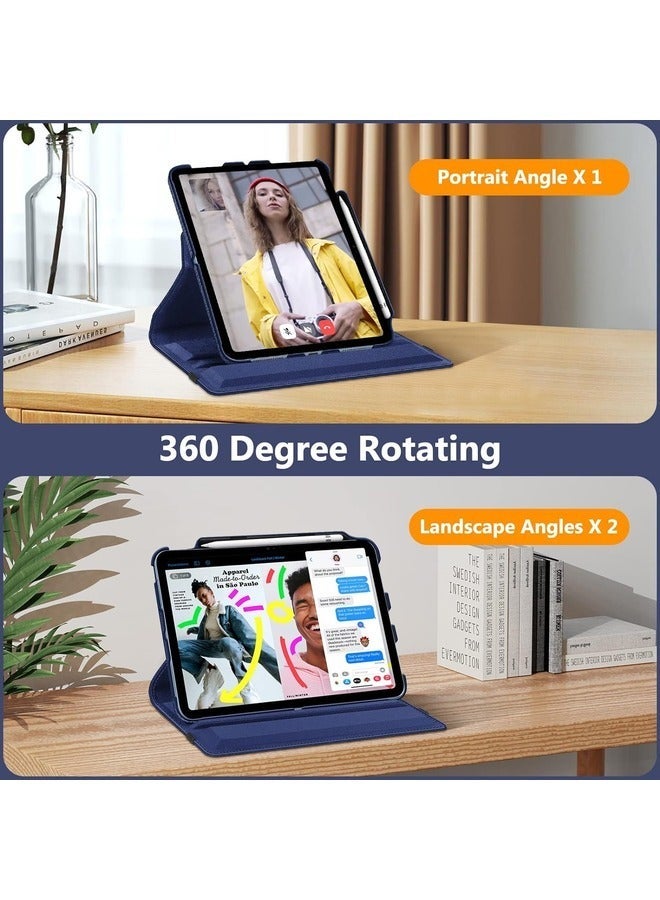 SmartGrist 360-Degree Rotating Navy Blue Case for iPad Air (5th/4th Gen, 10.9") – Includes Pencil Holder & Auto Sleep/Wake Feature - Image 3