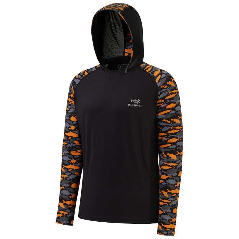 BASSDASH Mens UPF 50 Performance Fishing Shirt Cooling Hoodie Camo Long Sleeve FS17M - Image 2