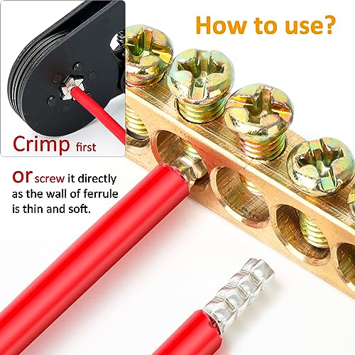 ROCKDIG 300Pcs 12 10 8 6 4 2 1/0 2/0 Wire Ferrule Tinned Copper Crimp Connector Electrical Cable Pin Cord End Terminal 8 Sizes Assortment Kit - Image 5