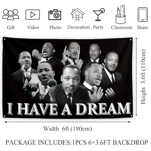 Yarcooly Martin Luther King Jr. Day Backdrop I Have A Dream Banner MLK Day Decor African American Martin Luther King Jr. Day Decorations for Home Party - Image 5