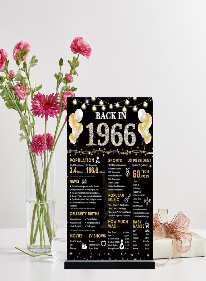 Roetyce 60th Birthday Decorations Gift for Women Men, Black Gold Back in 1966 Poster Acrylic Sign Centerpiece with Stand, 60th Anniversary Table Decor, Funny 60 Years Old Birthday Party Supplies - Image 3