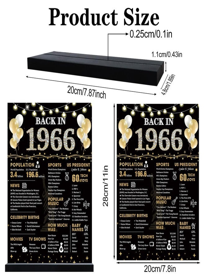 Roetyce 60th Birthday Decorations Gift for Women Men, Black Gold Back in 1966 Poster Acrylic Sign Centerpiece with Stand, 60th Anniversary Table Decor, Funny 60 Years Old Birthday Party Supplies - Image 2