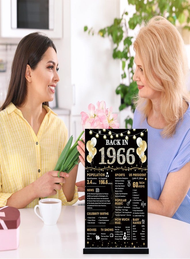 Roetyce 60th Birthday Decorations Gift for Women Men, Black Gold Back in 1966 Poster Acrylic Sign Centerpiece with Stand, 60th Anniversary Table Decor, Funny 60 Years Old Birthday Party Supplies - Image 4