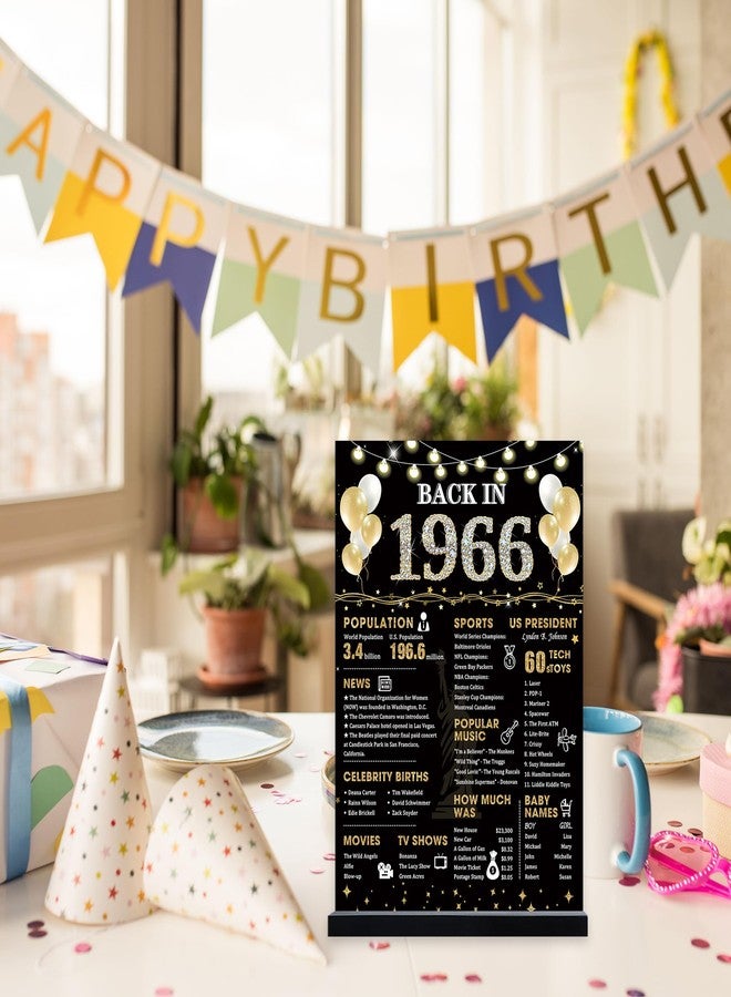Roetyce 60th Birthday Decorations Gift for Women Men, Black Gold Back in 1966 Poster Acrylic Sign Centerpiece with Stand, 60th Anniversary Table Decor, Funny 60 Years Old Birthday Party Supplies - Image 5