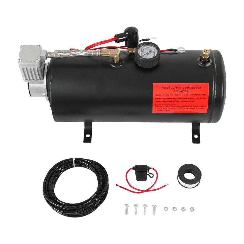 LDMINDA DC 12V MAX 150PSI Air Compressor Tank Pump with 3 Liter Tank 0.8 Gallon Portable Air Compressor Pump for Train Truck Pickup Motorhome Horns On Board 3L Train Inflator - Image 1