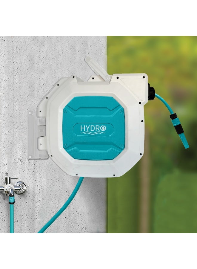 Hydr-8 بكرة خرطوم مياه أوتوماتيكية بطول 40 متر بقطر ½ بوصة، قابلة للدوران 180 درجة، مع سحب تلقائي – للاستخدام المنزلي والحدائق وغسيل السيارات العايد هايدر - Image 4